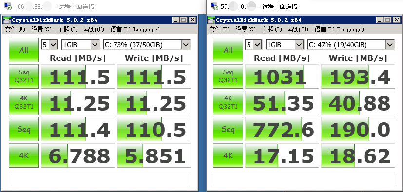 CrystalDiskmark 亿人互联工匠云与阿里云测试